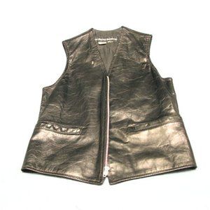 1979 AMF HARLEY LEATHER VEST, BLACK ZIP-UP SIZE 34 CLASSIC LEATHER VEST